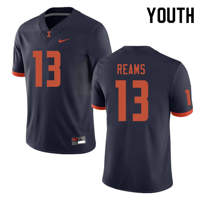 Youth #13 Caleb Reams Illinois Fighting Illini College Football Jerseys Sale-Navy